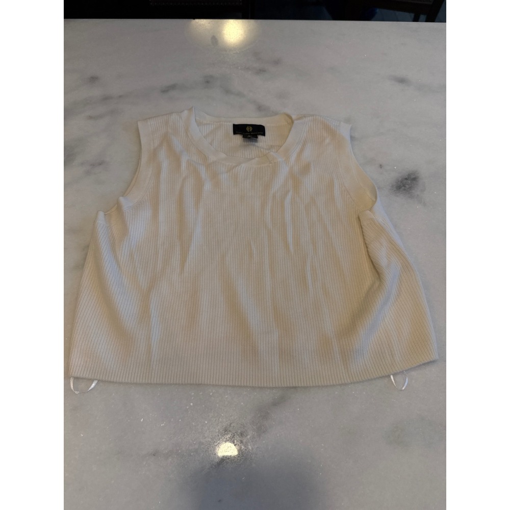 House of Harlow Womens Ivory Ribbed 100% Extra Fine Merino Wool Sweater